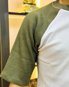 Olive Green Raglan Tee – Unisex Knitted Cotton