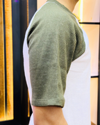 Olive Green Raglan Tee – Unisex Knitted Cotton