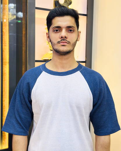 Navy Raglan Tee – Unisex Knitted Cotton