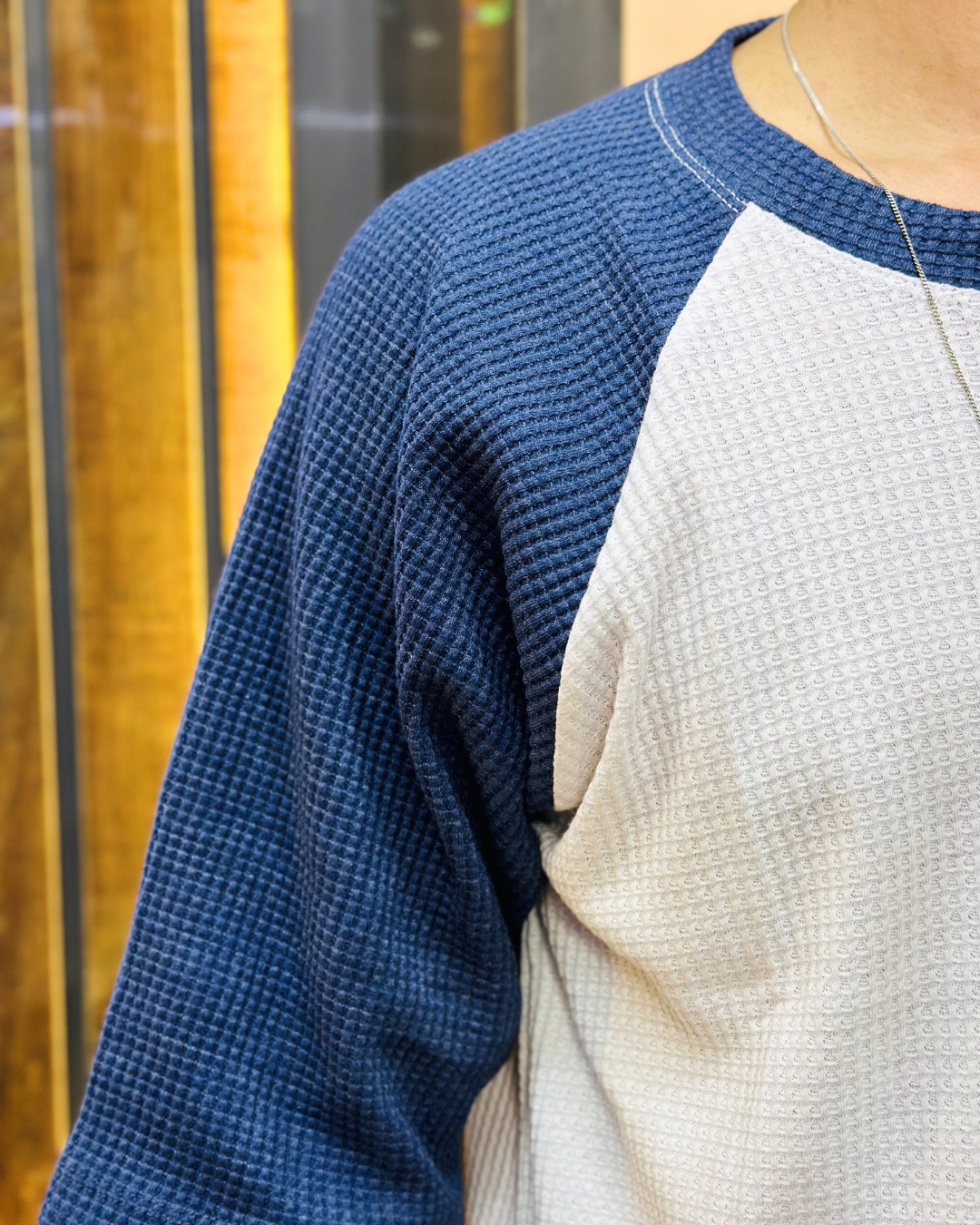 Navy Raglan Tee – Unisex Knitted Cotton