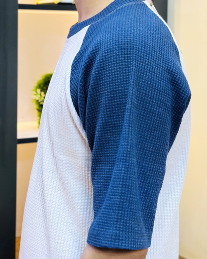 Navy Raglan Tee – Unisex Knitted Cotton