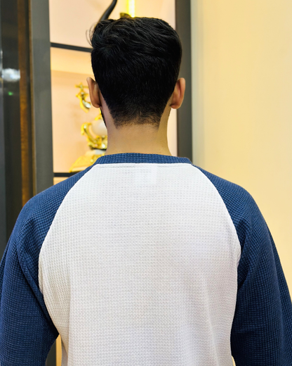Navy Raglan Tee – Unisex Knitted Cotton