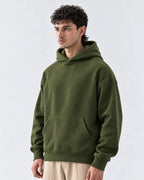 Olive Green Boxy Fleece Hoodie