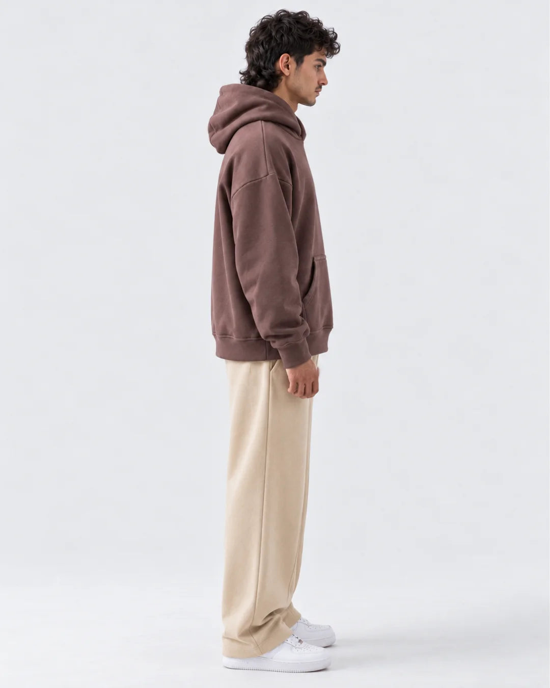 Brown Boxy Fleece Hoodie