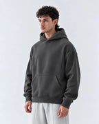Charcoal Boxy Fleece Hoodie
