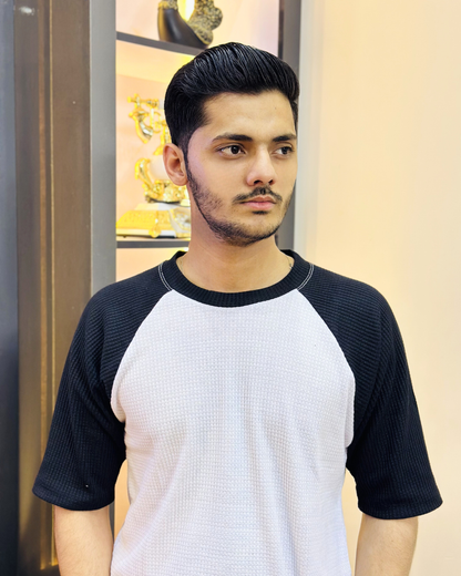 Black Raglan Tee – Unisex Knitted Cotton