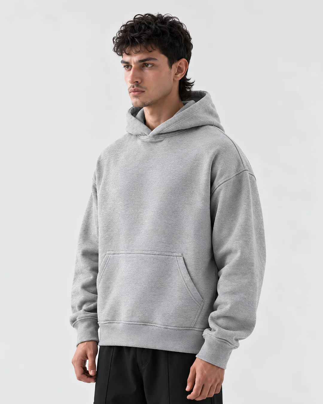 Heather Gray Boxy Fleece Hoodie