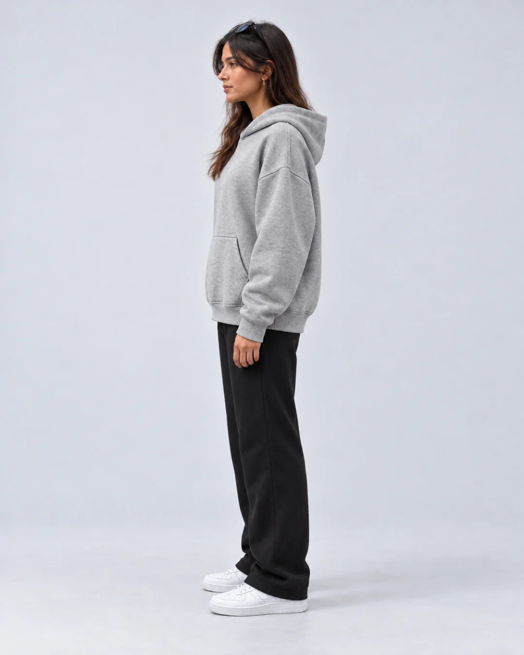 Heather Gray Boxy Fleece Hoodie