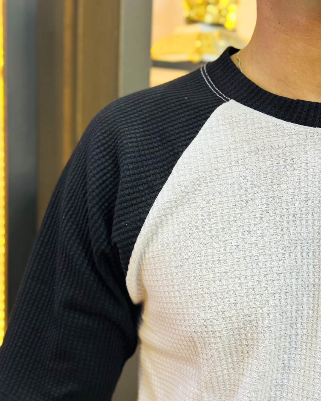 Black Raglan Tee – Unisex Knitted Cotton