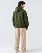 Olive Green Boxy Fleece Hoodie
