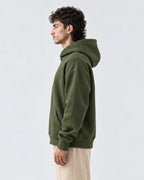Olive Green Boxy Fleece Hoodie
