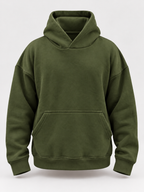 Olive Green Boxy Fleece Hoodie