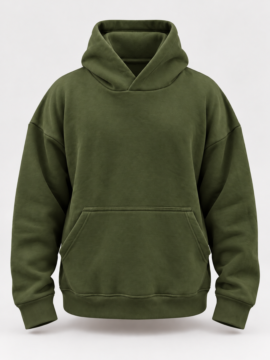 Olive Green Boxy Fleece Hoodie