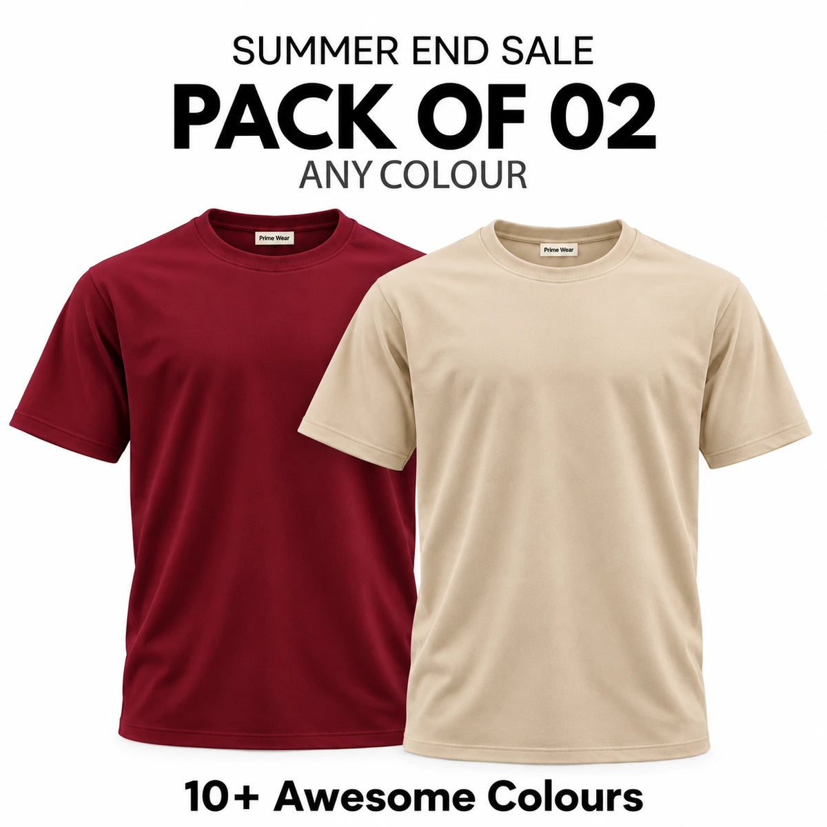 Pack of 2 Premium Cotton T-Shirts – End Sale