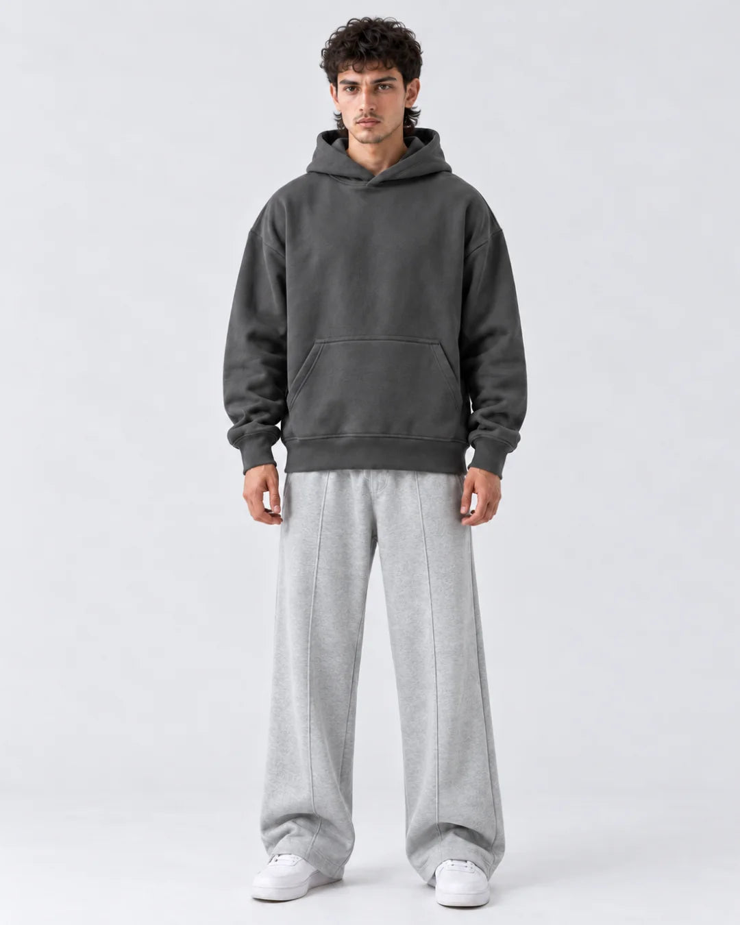 Charcoal Boxy Fleece Hoodie