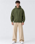 Olive Green Boxy Fleece Hoodie
