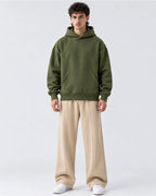 Olive Green Boxy Fleece Hoodie