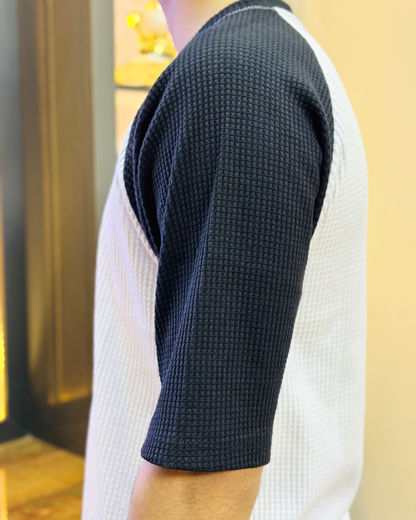 Black Raglan Tee – Unisex Knitted Cotton