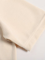Beige Waffle Knit Zipper Polo Shirt