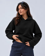 Black Boxy Fleece Hoodie