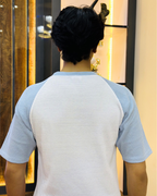 Misty Blue Raglan Tee – Unisex Knitted Cotton