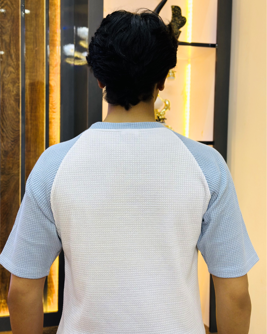 Misty Blue Raglan Tee – Unisex Knitted Cotton