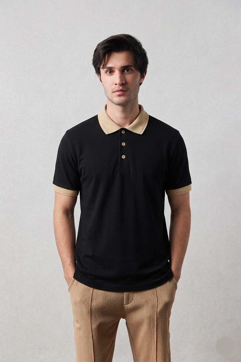Black Old Money Polo Shirt