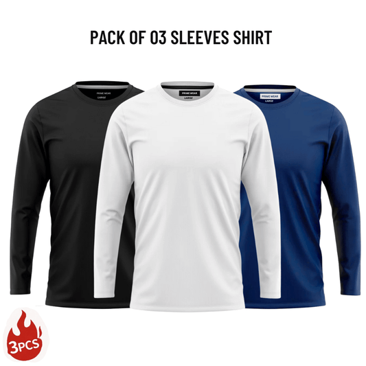 Pack Of 3 - Full Sleeves T-Shirts For Men & Women