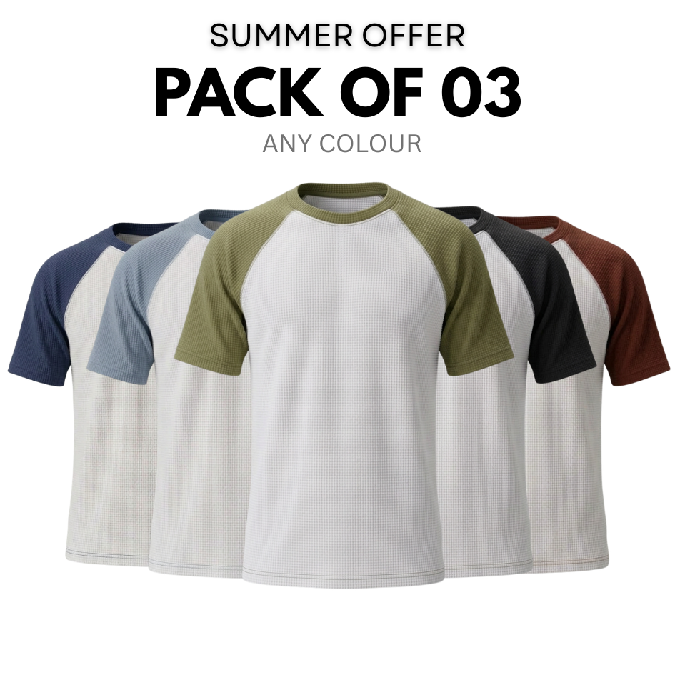 Pack of 3 Raglan Tees – Unisex Cotton