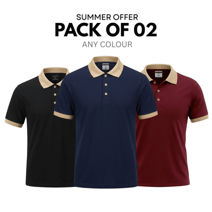Pack of 2 Old Money Contrast Polo T-Shirt