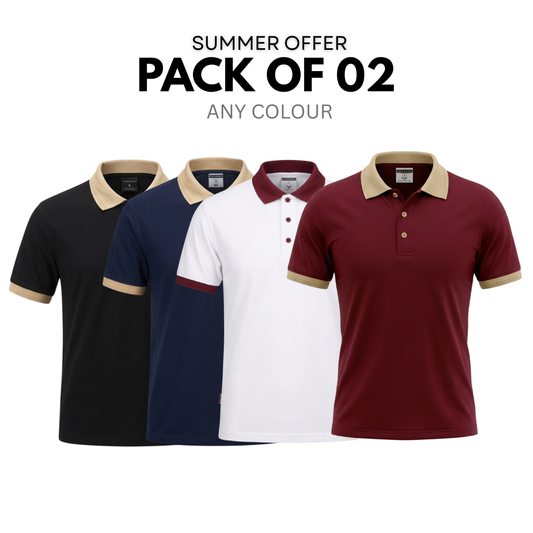 Pack of 2 Old Money Contrast Polo T-Shirt