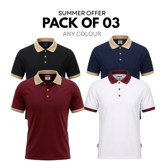 Pack of 3 Old Money Contrast Polo T-Shirt