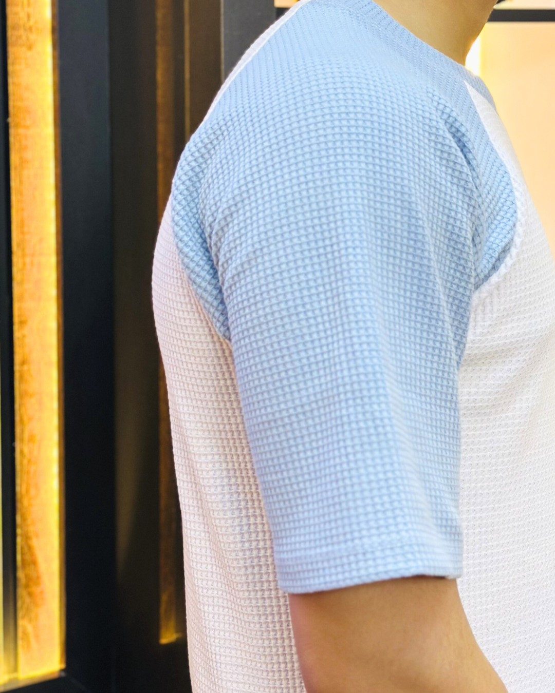 Misty Blue Raglan Tee – Unisex Knitted Cotton