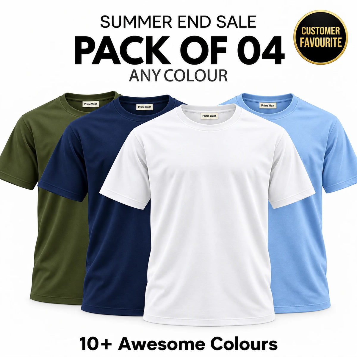 Pack of 4 Premium Cotton T-Shirts – End Sale