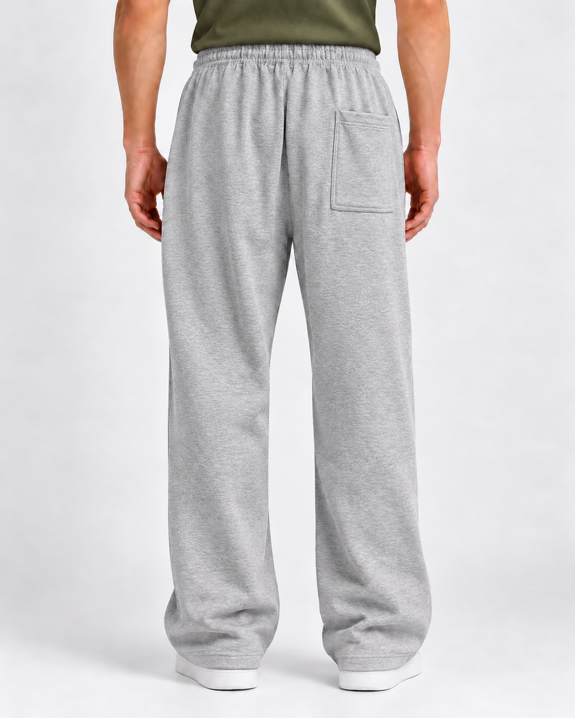 Heather Grey centerline loose bottom trouser - back view