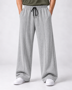 Heather Grey centerline loose bottom trouser - front view