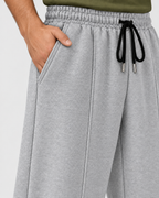 Heather Grey centerline loose bottom trouser - side pocket detail