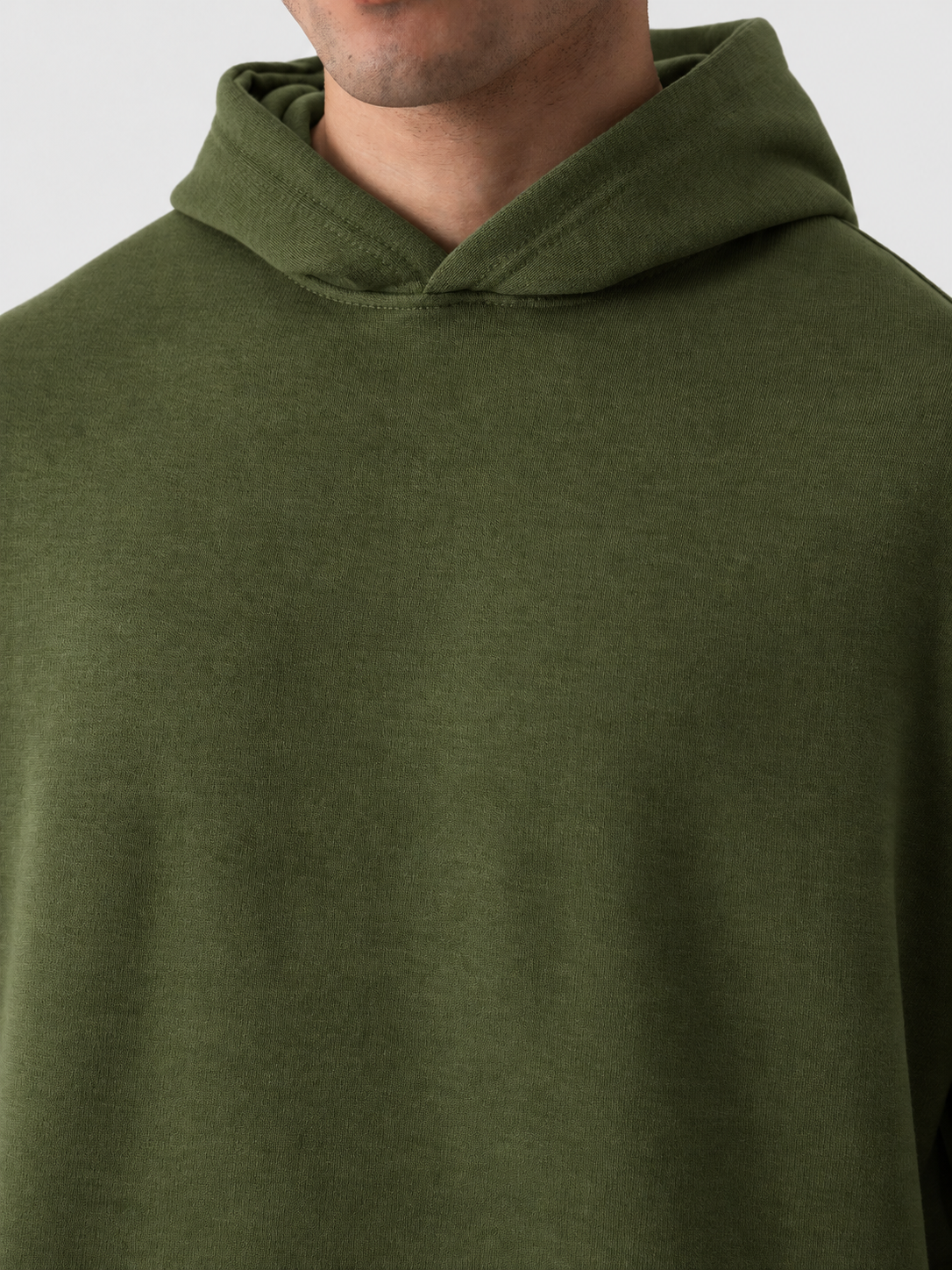 Olive Green Boxy Fleece Hoodie