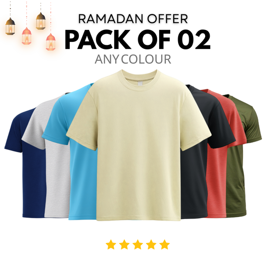 Pack Of 02 Premium Tees  - Ramadan Sale