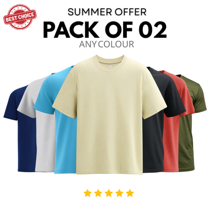 Pack of 2 Unisex Plain Cotton T-Shirts – Basic Everyday Tee