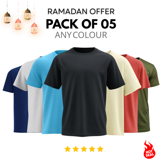 Pack Of 05 Premium Tees  - Ramadan Sale