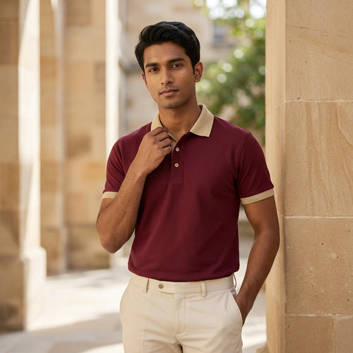 Wine (Maroon) Old Money Polo