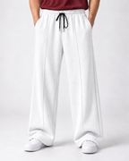 White centerline loose bottom trouser - front view
